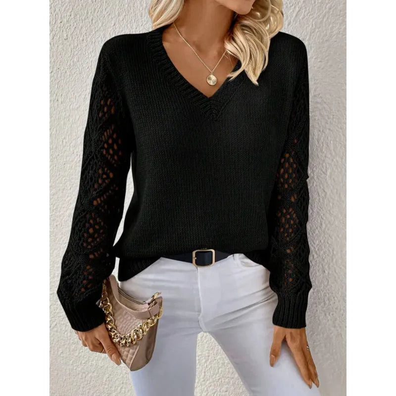 V-Neck Open Sleeve Knit Sweater