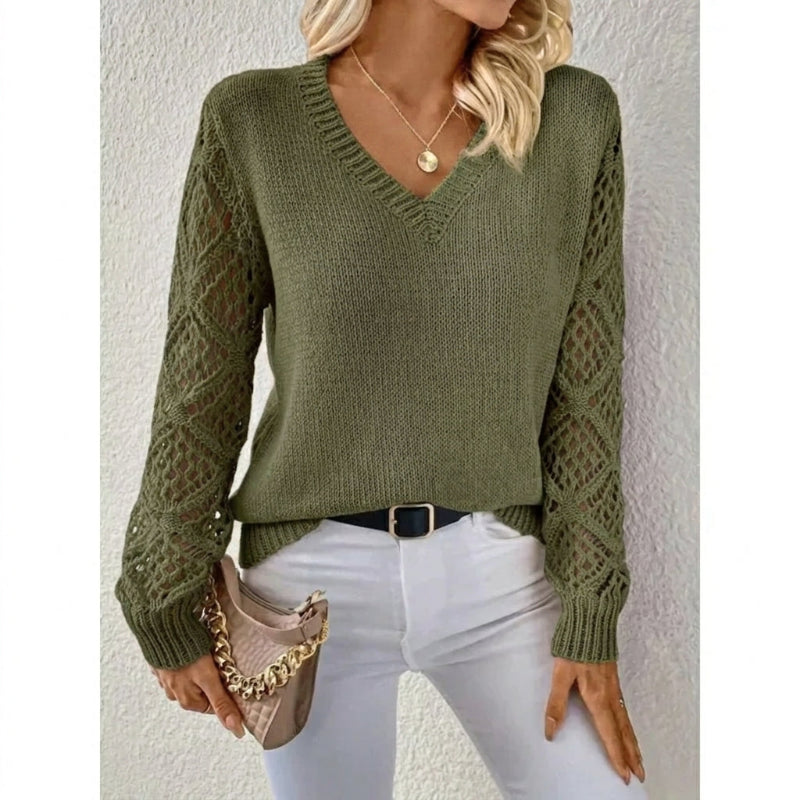 V-Neck Open Sleeve Knit Sweater