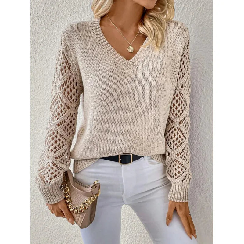 V-Neck Open Sleeve Knit Sweater
