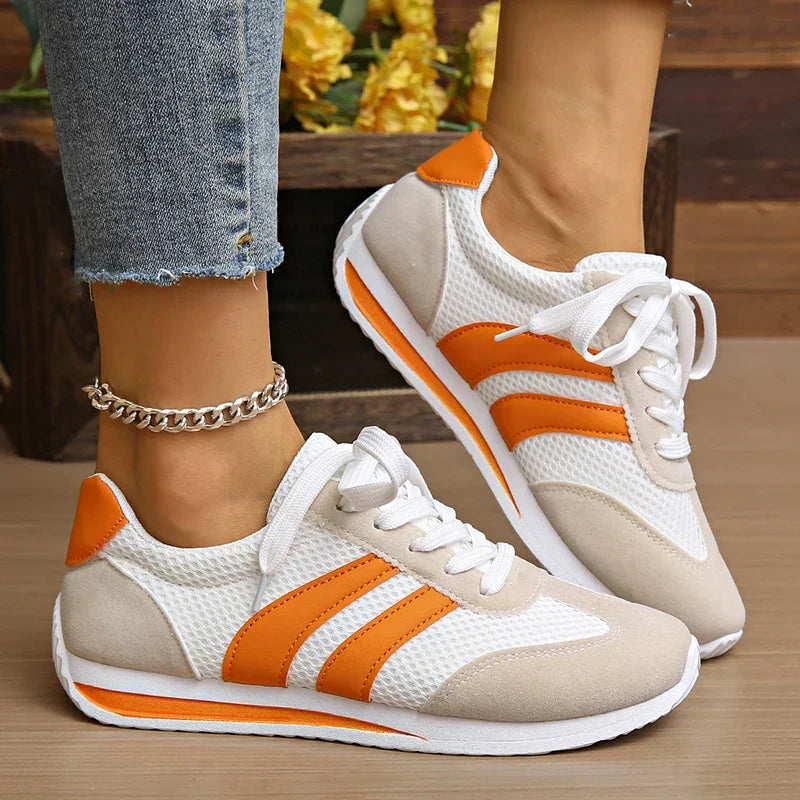 Lace-Up Mesh Overlay Low Top Sneakers