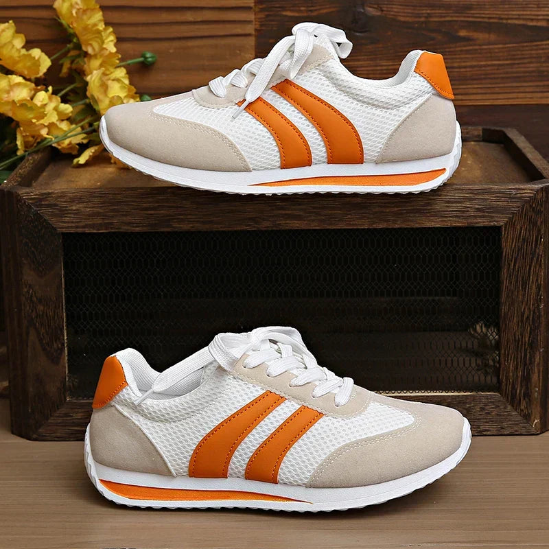 Lace-Up Mesh Overlay Low Top Sneakers