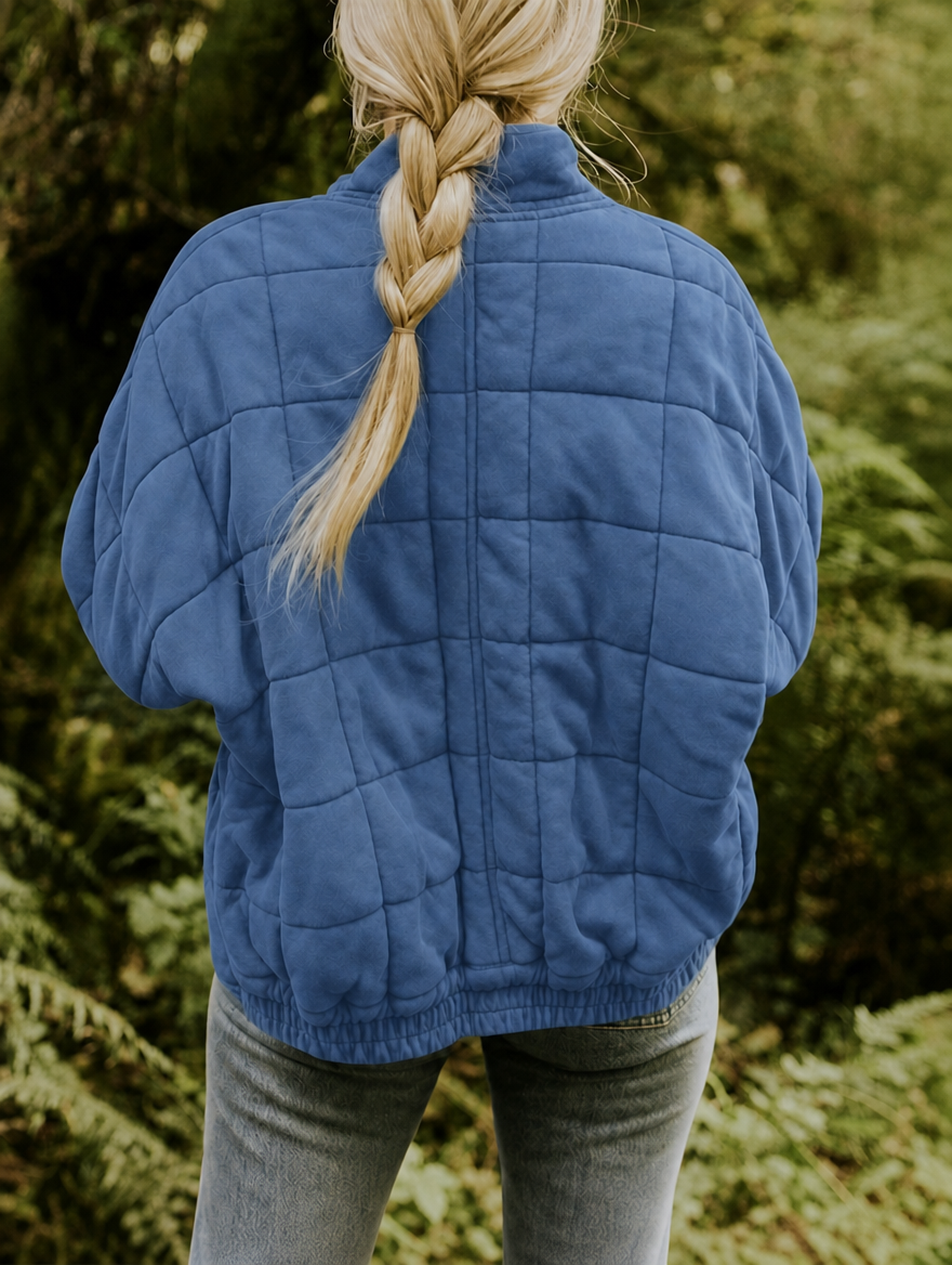 Diamond Quilted Zip Front Jacket