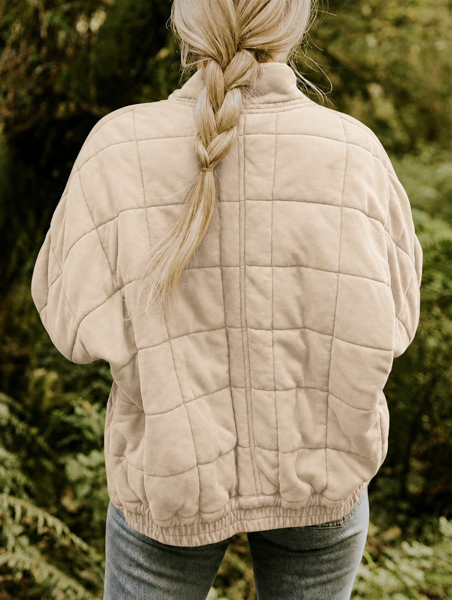 Diamond Quilted Zip Front Jacket