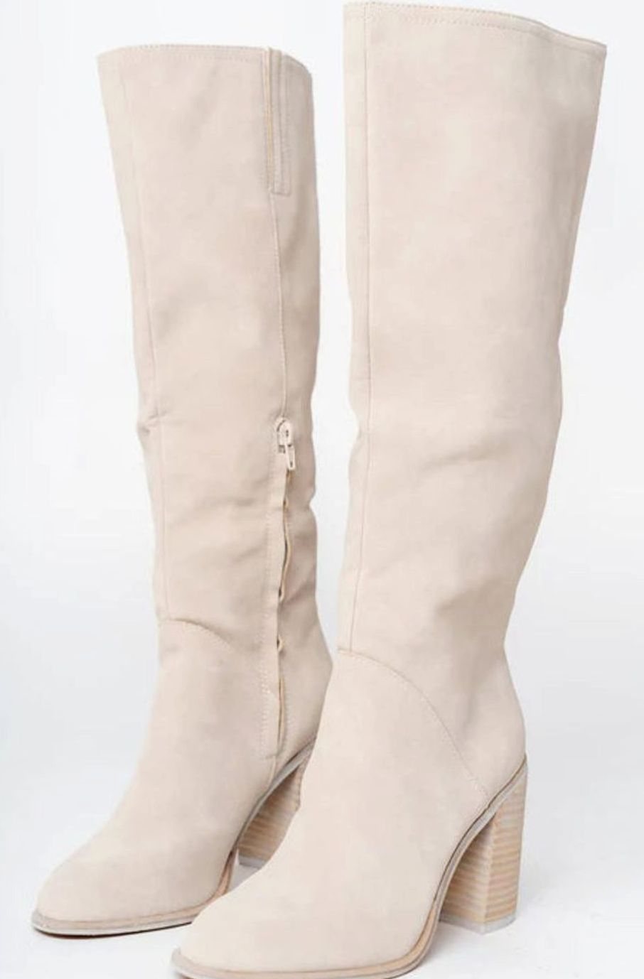 Scarlett Suede-Look Block Heel Boots