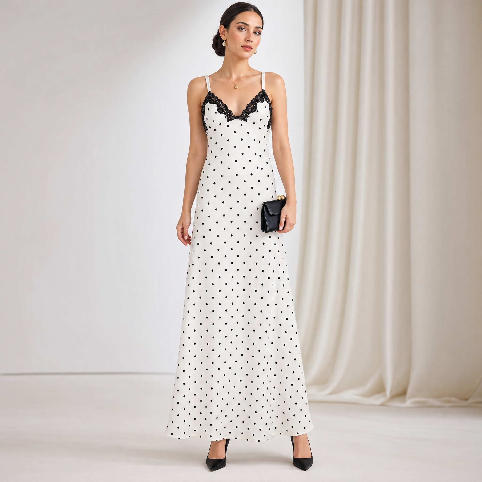Lace V-Neck Backless Maxi Dress