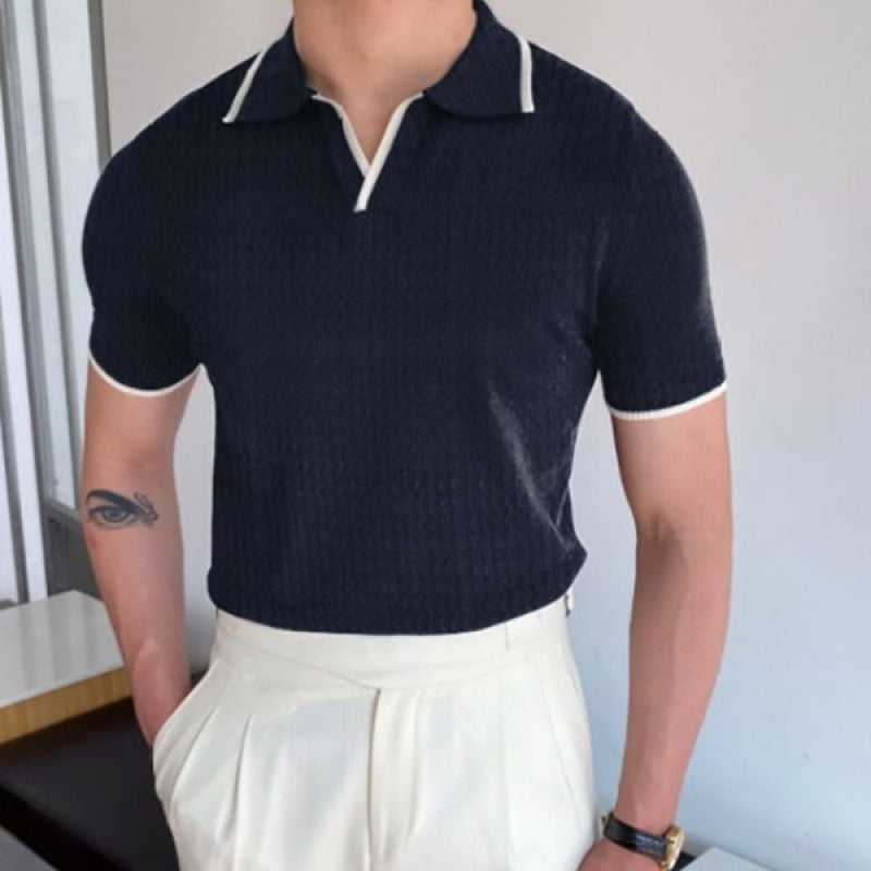 V Collar Polo Shirt