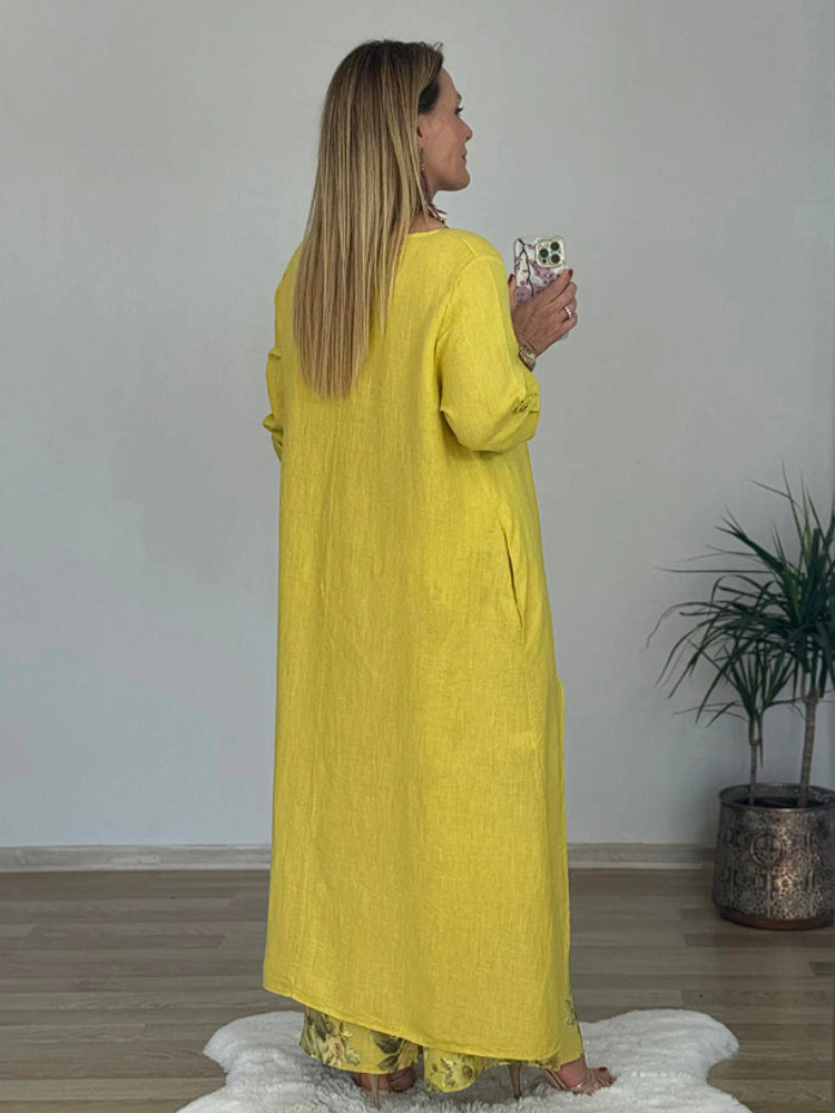 Long-Sleeve Top and Wide-Leg Pants Set