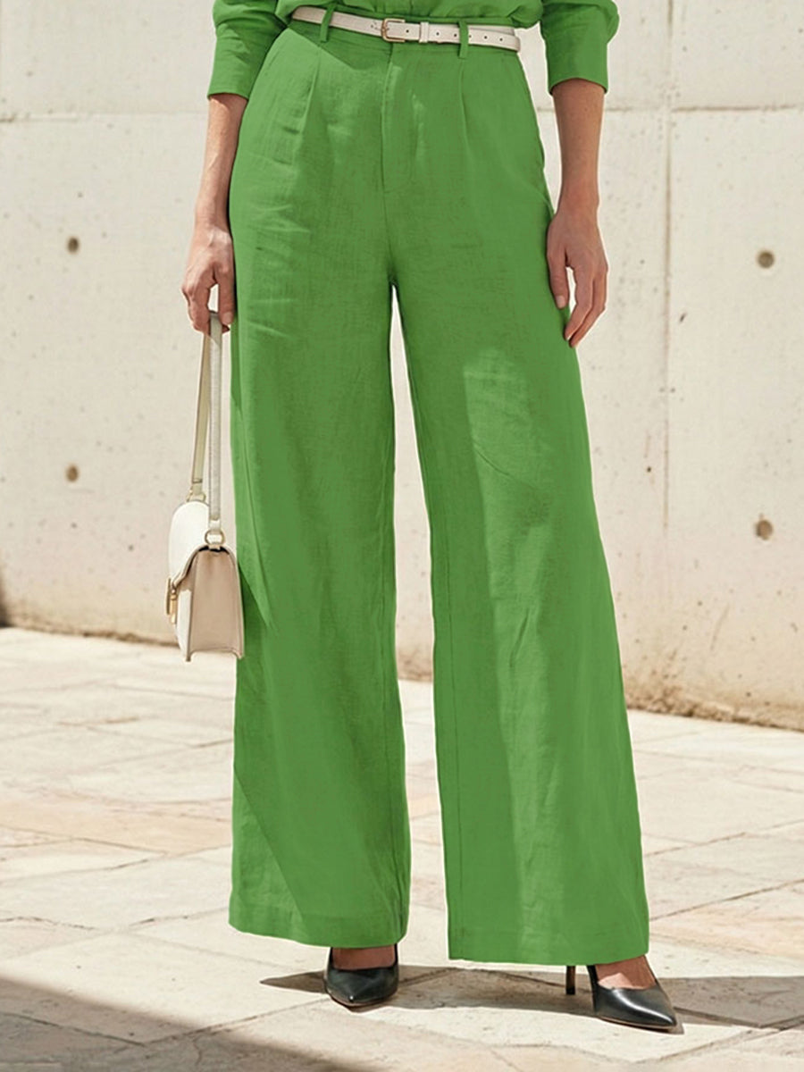 High Waisted Split-Joint Wide Leg Trousers