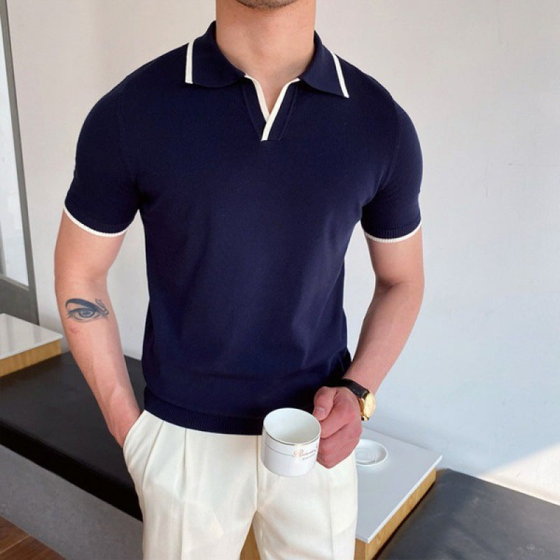 V Collar Polo Shirt