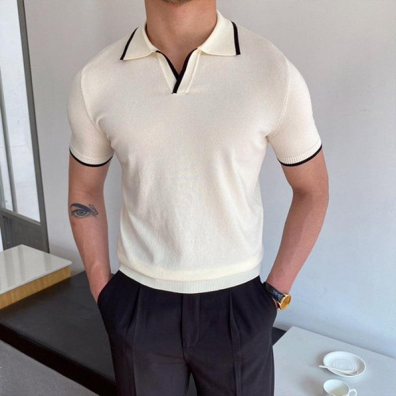 V Collar Polo Shirt