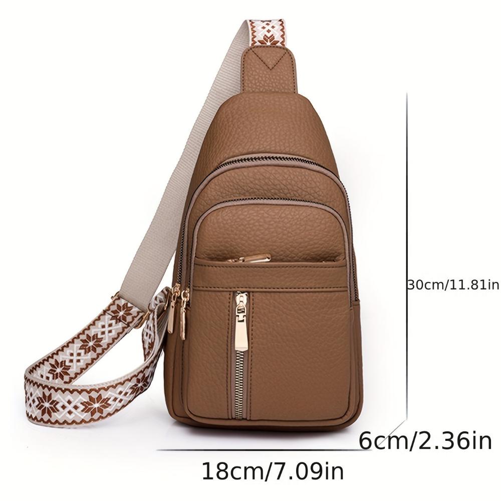 Vintage Style Leather Chest Crossbody Bag