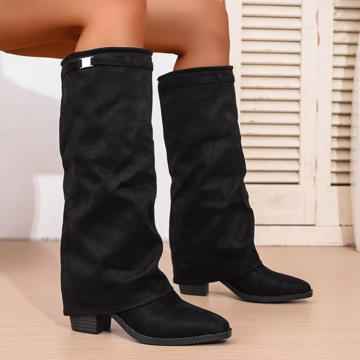 Knee High Low Heel Boots
