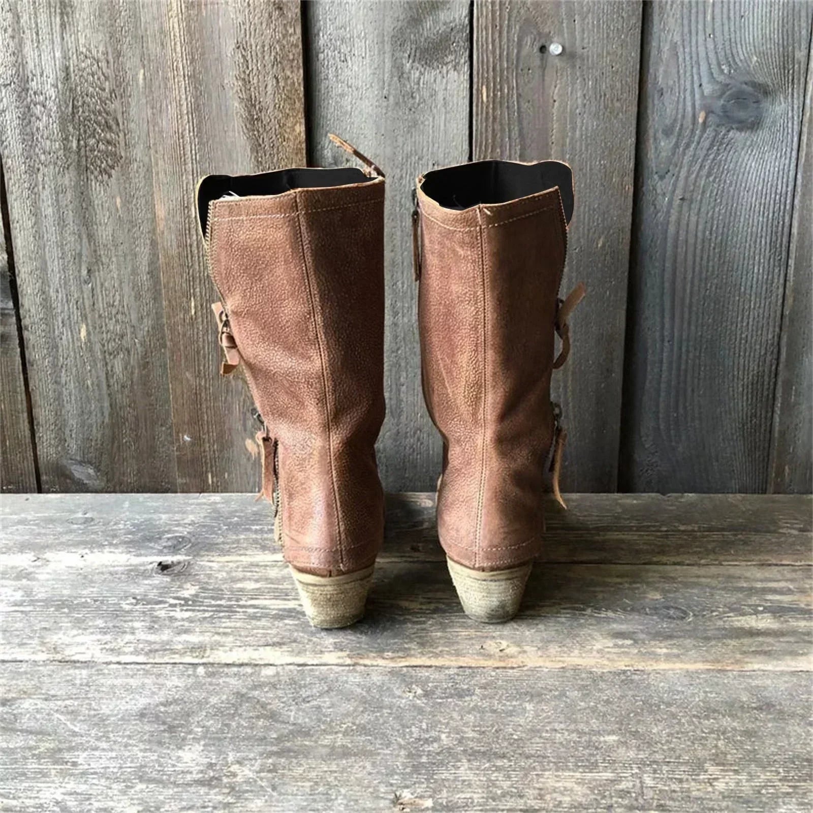 Panel Stitch Mid-Calf Boots