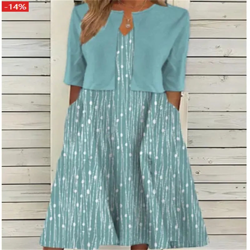 Floral Two-Piece Half Sleeve Midi Set