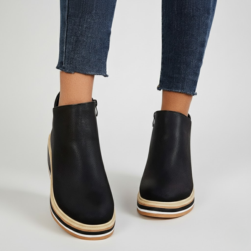 Veronica Leather Wedge Orthopedic Boots