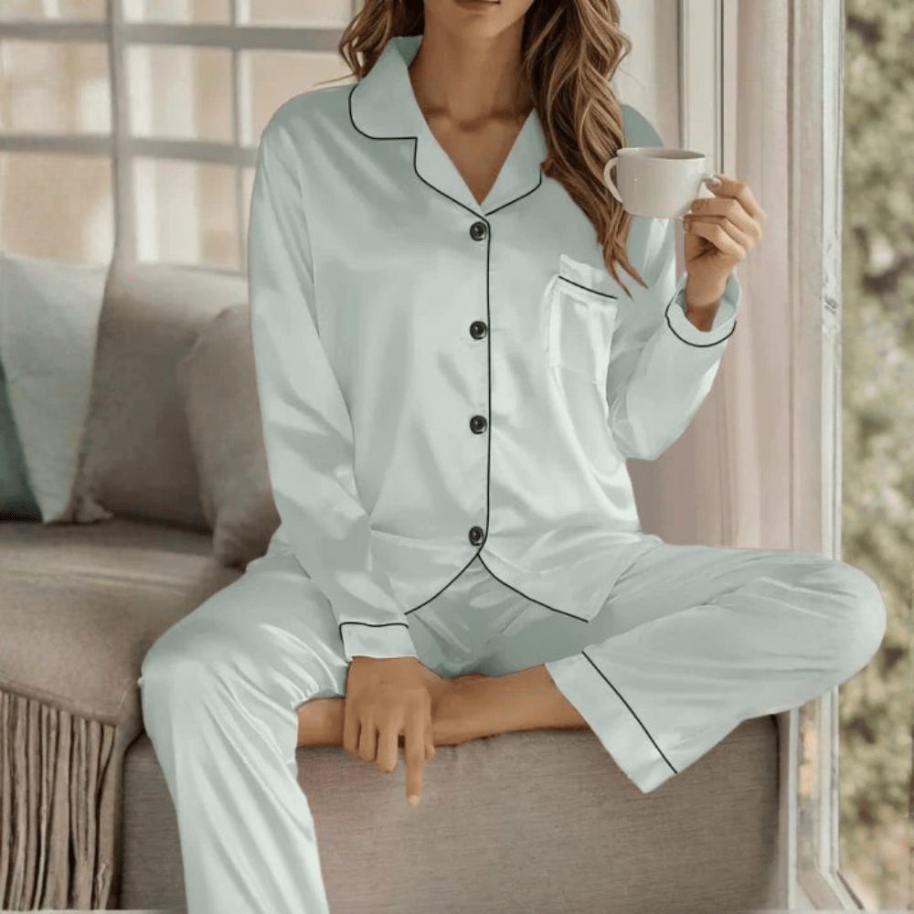 Breathable Button Front Pajama Set