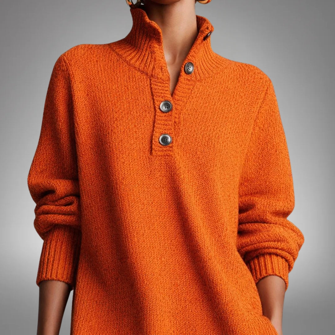 Knit Polo Collar Button-Front Dress