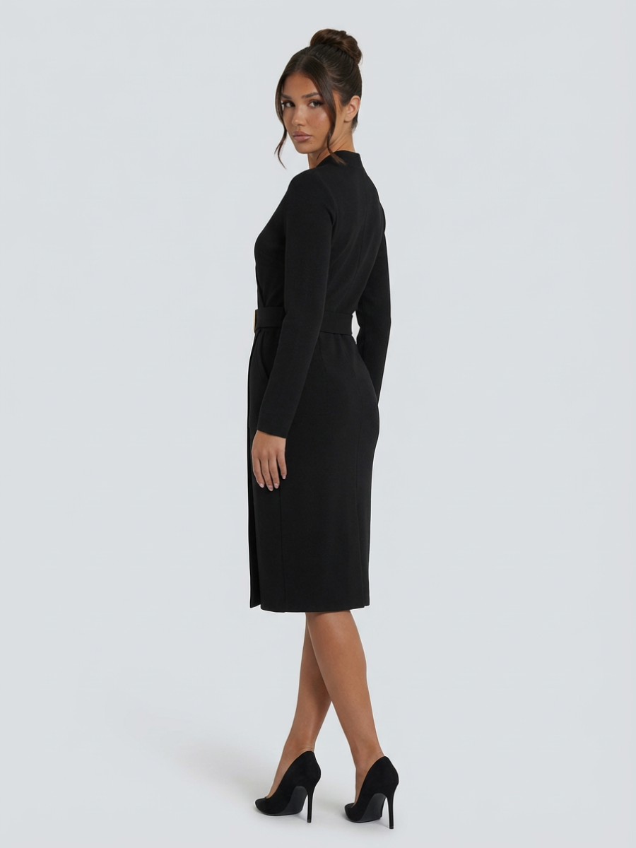 Valentina Moreau Belted Wrap Midi Dress