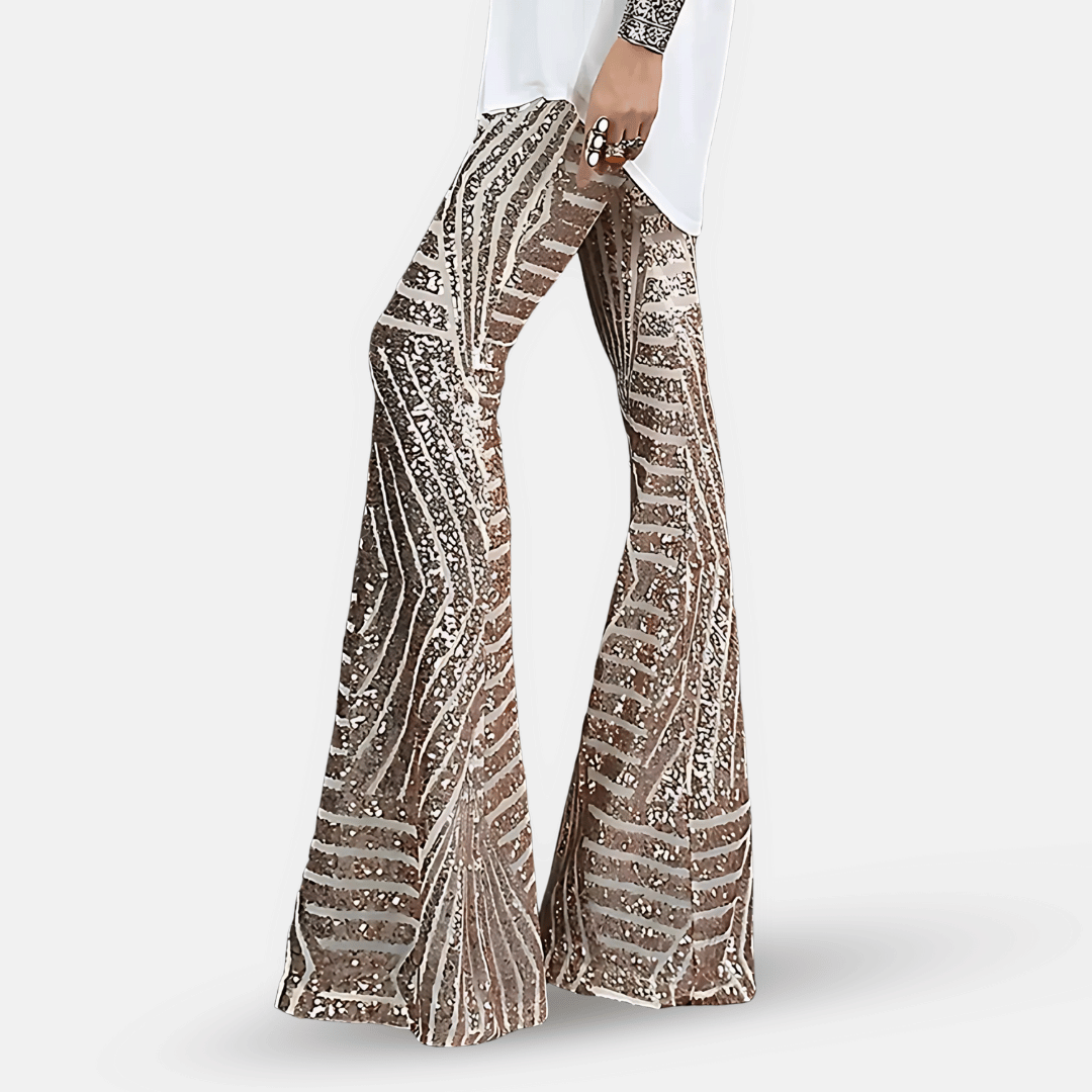 Sequin High Waist Flare Pants