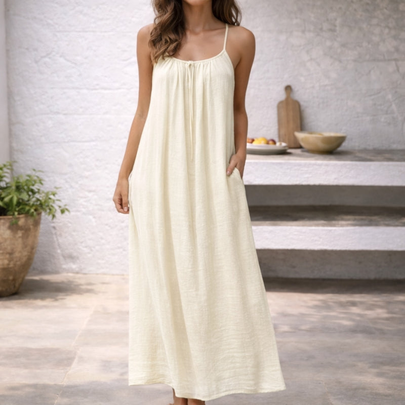 Sienna Women's Linen Maxi Slip Dress for Summer and Beach