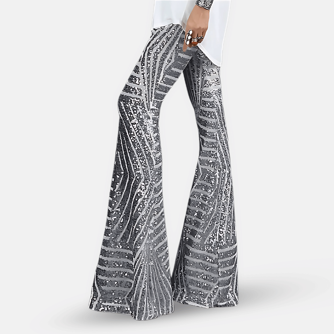 Sequin High Waist Flare Pants