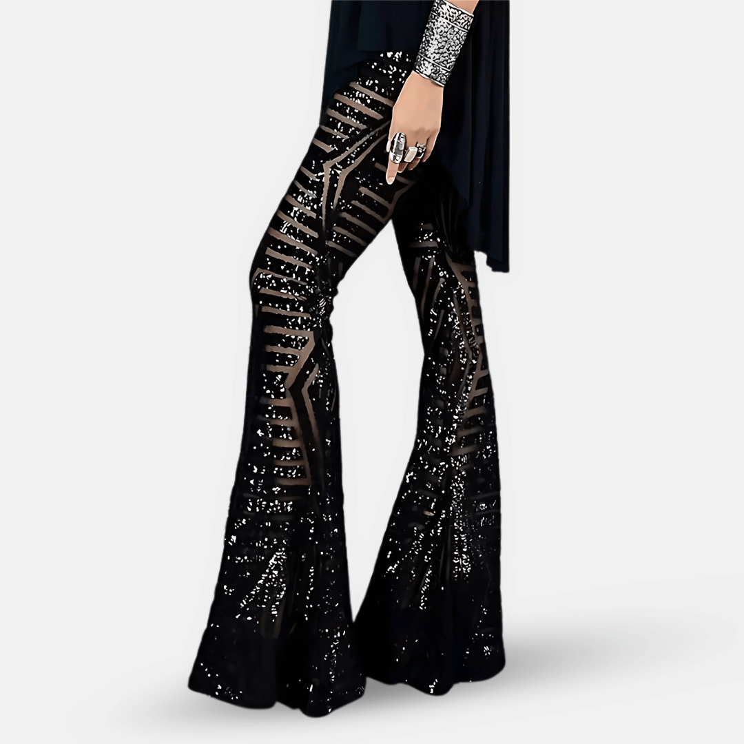 Sequin High Waist Flare Pants