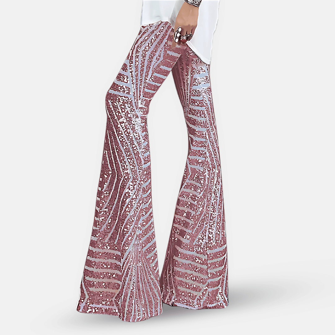 Sequin High Waist Flare Pants
