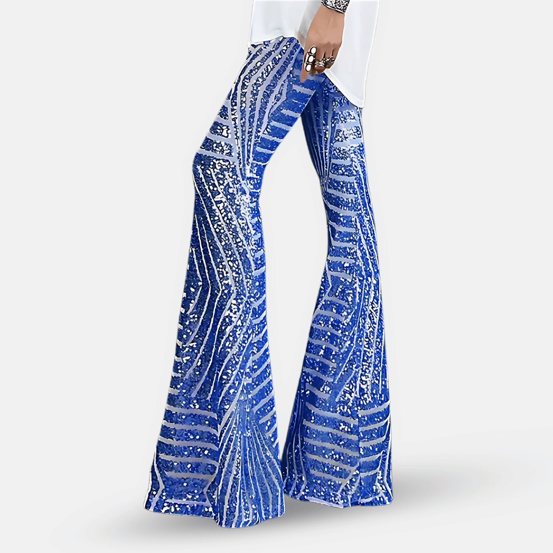Sequin High Waist Flare Pants