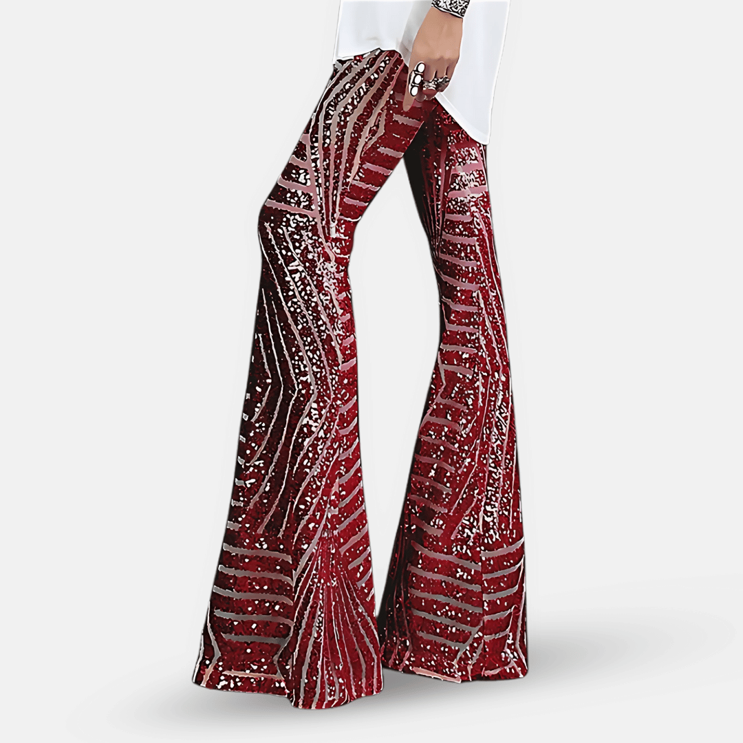Sequin High Waist Flare Pants