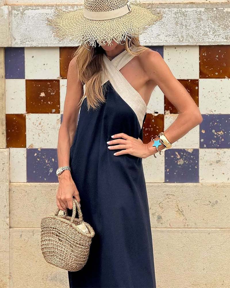 Breathable Crossed Back Open Maxi Dress