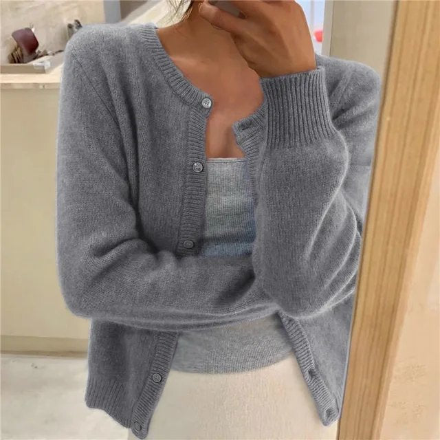 Elowen Soft Knit Button-Front Cardigan