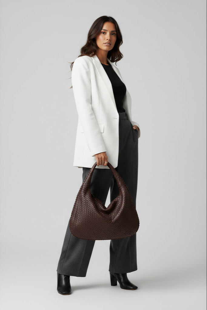 Round Braided Vegan Leather Bag