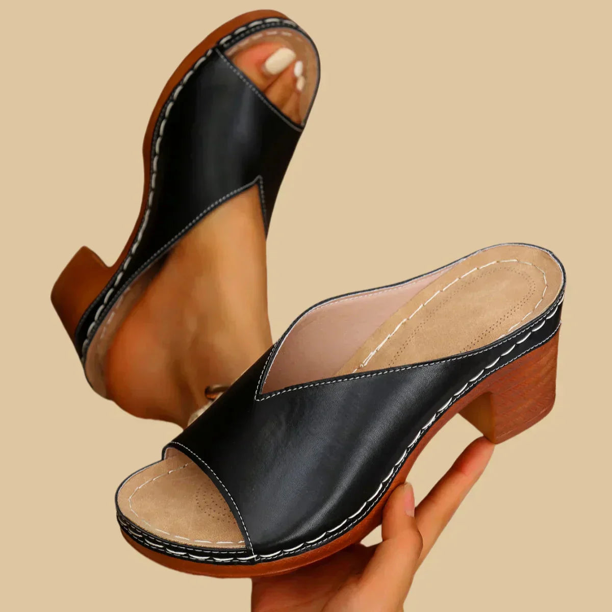 Lisa Orthopedic Sandal with Thick Supportive Heel