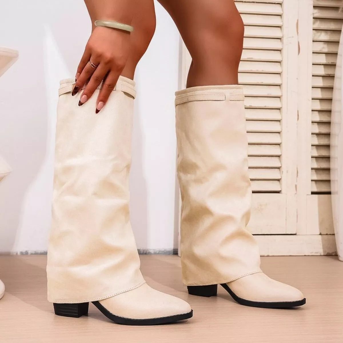 Knee High Low Heel Boots