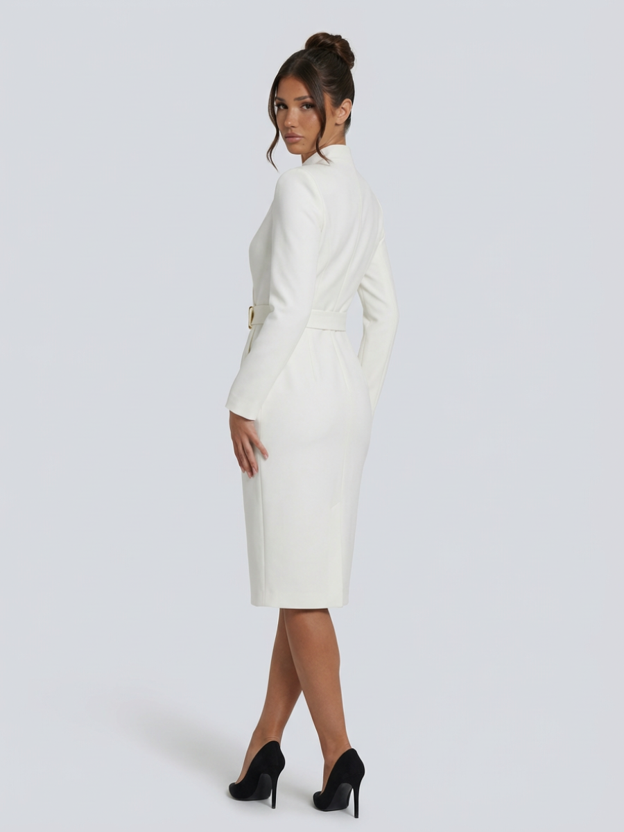 Valentina Moreau Belted Wrap Midi Dress
