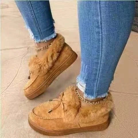 Warm Fleece-Lined Round-Toe Cotton Shoes