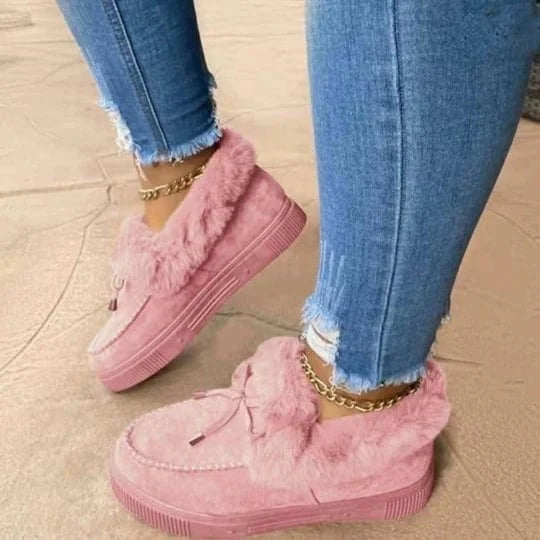 Warm Fleece-Lined Round-Toe Cotton Shoes