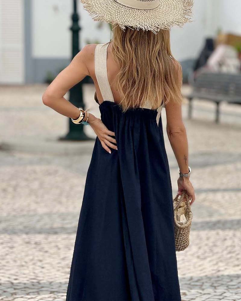 Breathable Crossed Back Open Maxi Dress