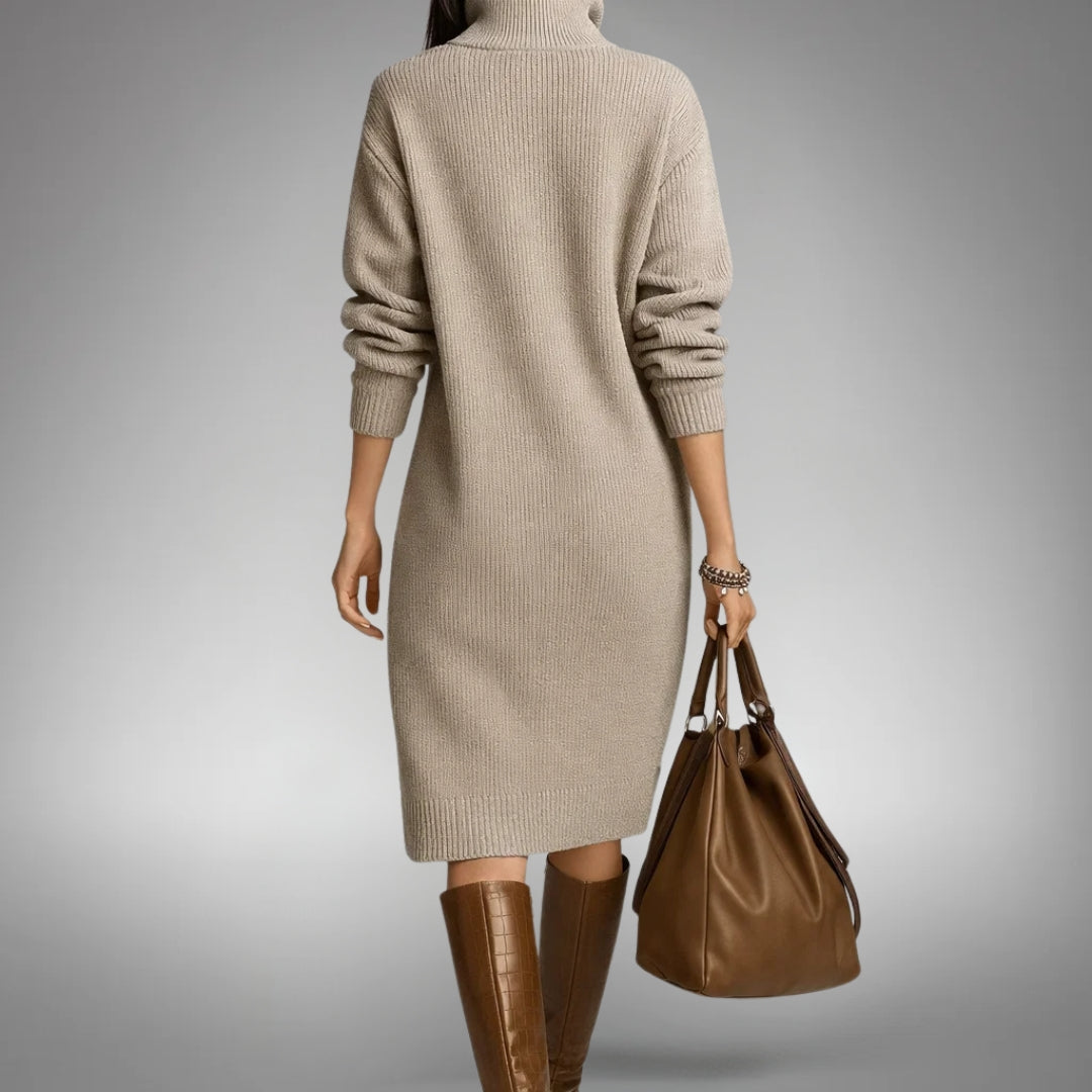 Knit Polo Collar Button-Front Dress
