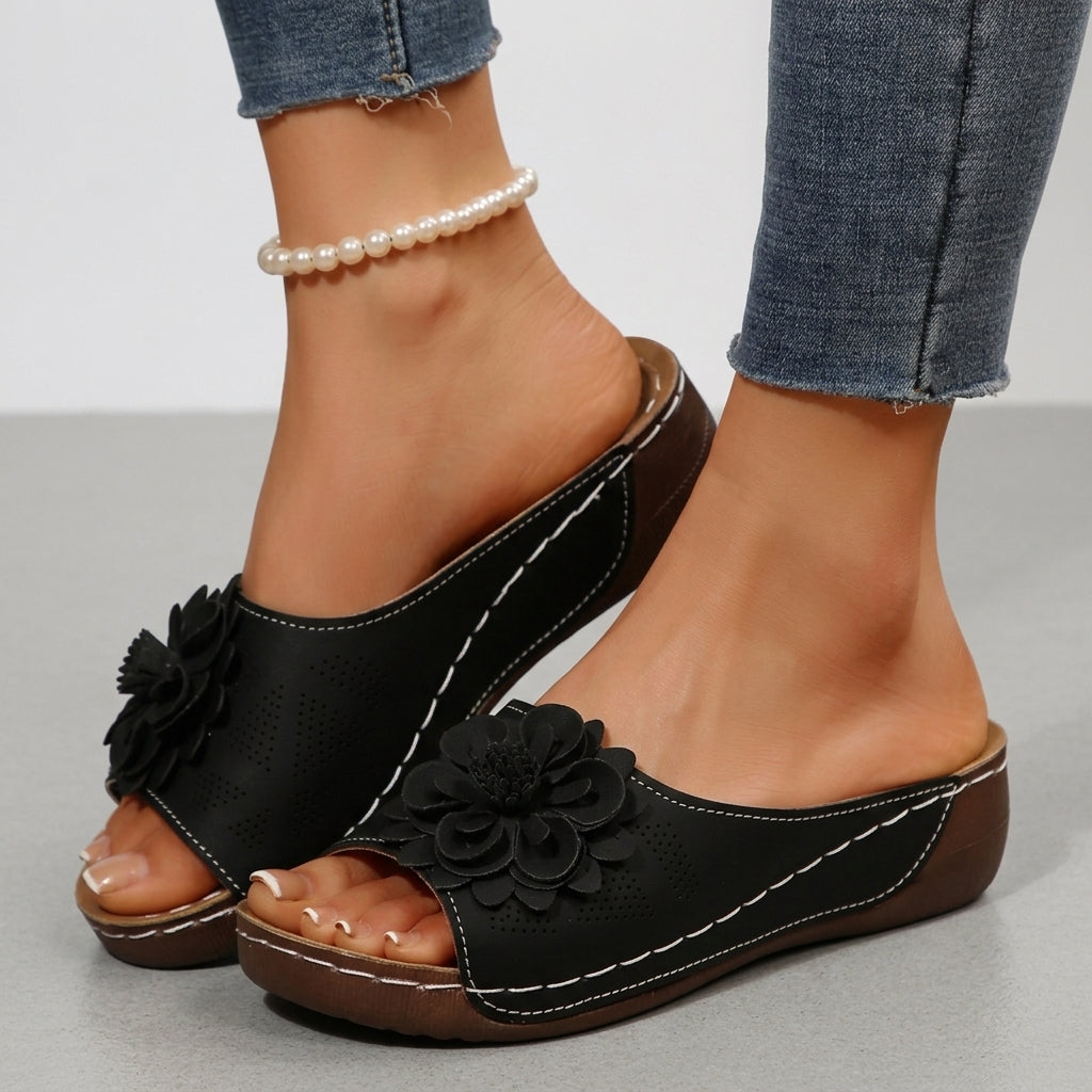 Women's Orthopedic Open Toe Wedge Sandals with Cushioned Footbed