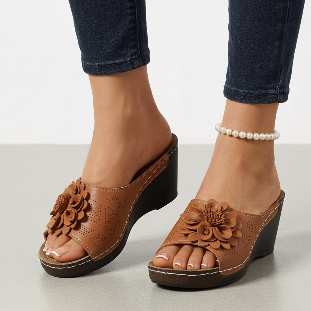 Women's Orthopedic Open Toe Wedge Sandals with Cushioned Footbed