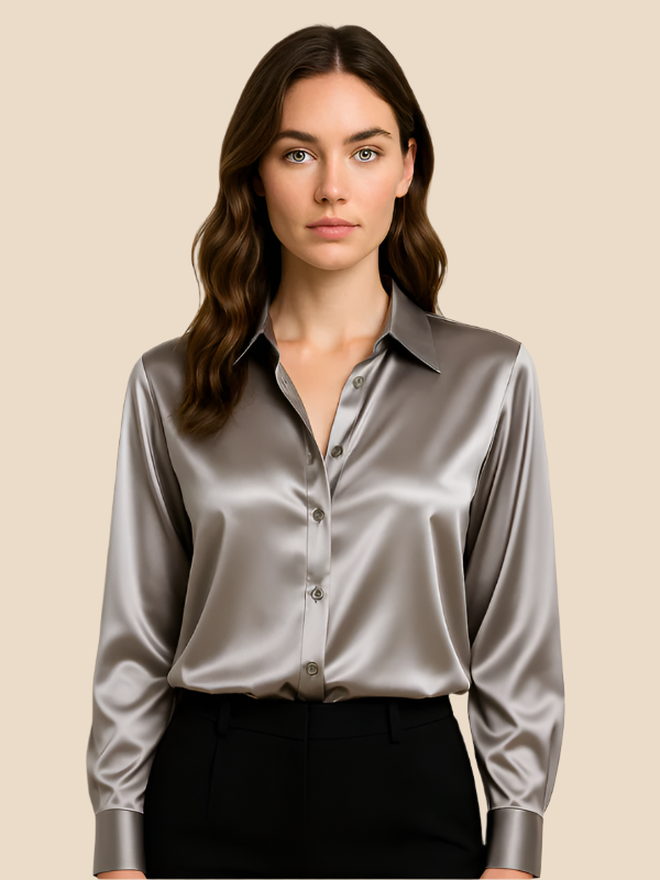Adriana Button Blouse for Women – Long Sleeve Elegant Office Top