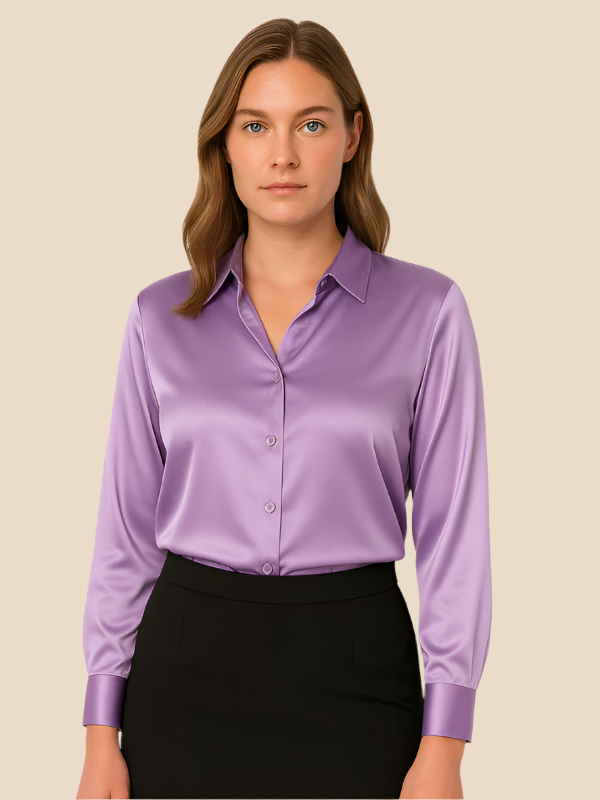 Adriana Button Blouse for Women – Long Sleeve Elegant Office Top