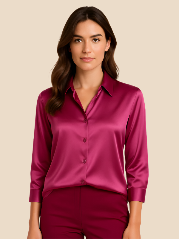 Adriana Button Blouse for Women – Long Sleeve Elegant Office Top