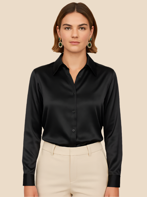 Adriana Button Blouse for Women – Long Sleeve Elegant Office Top