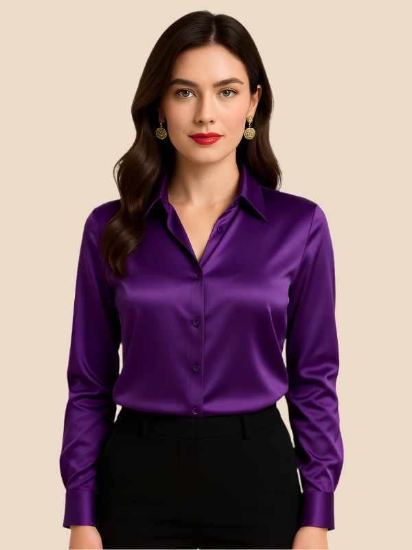 Adriana Button Blouse for Women – Long Sleeve Elegant Office Top