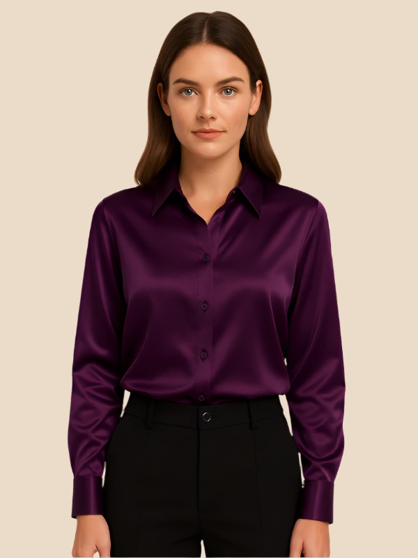 Adriana Button Blouse for Women – Long Sleeve Elegant Office Top