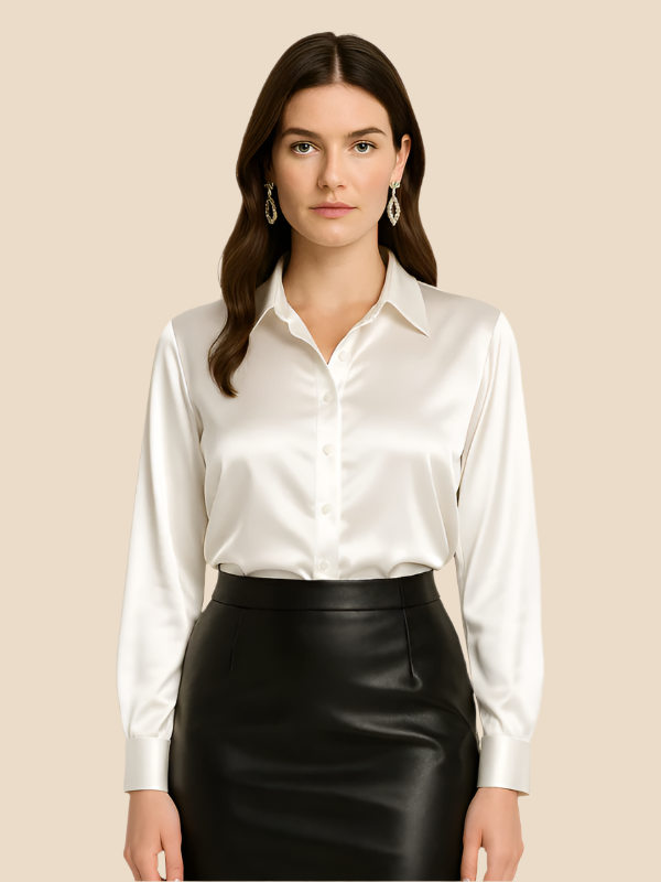 Adriana Button Blouse for Women – Long Sleeve Elegant Office Top