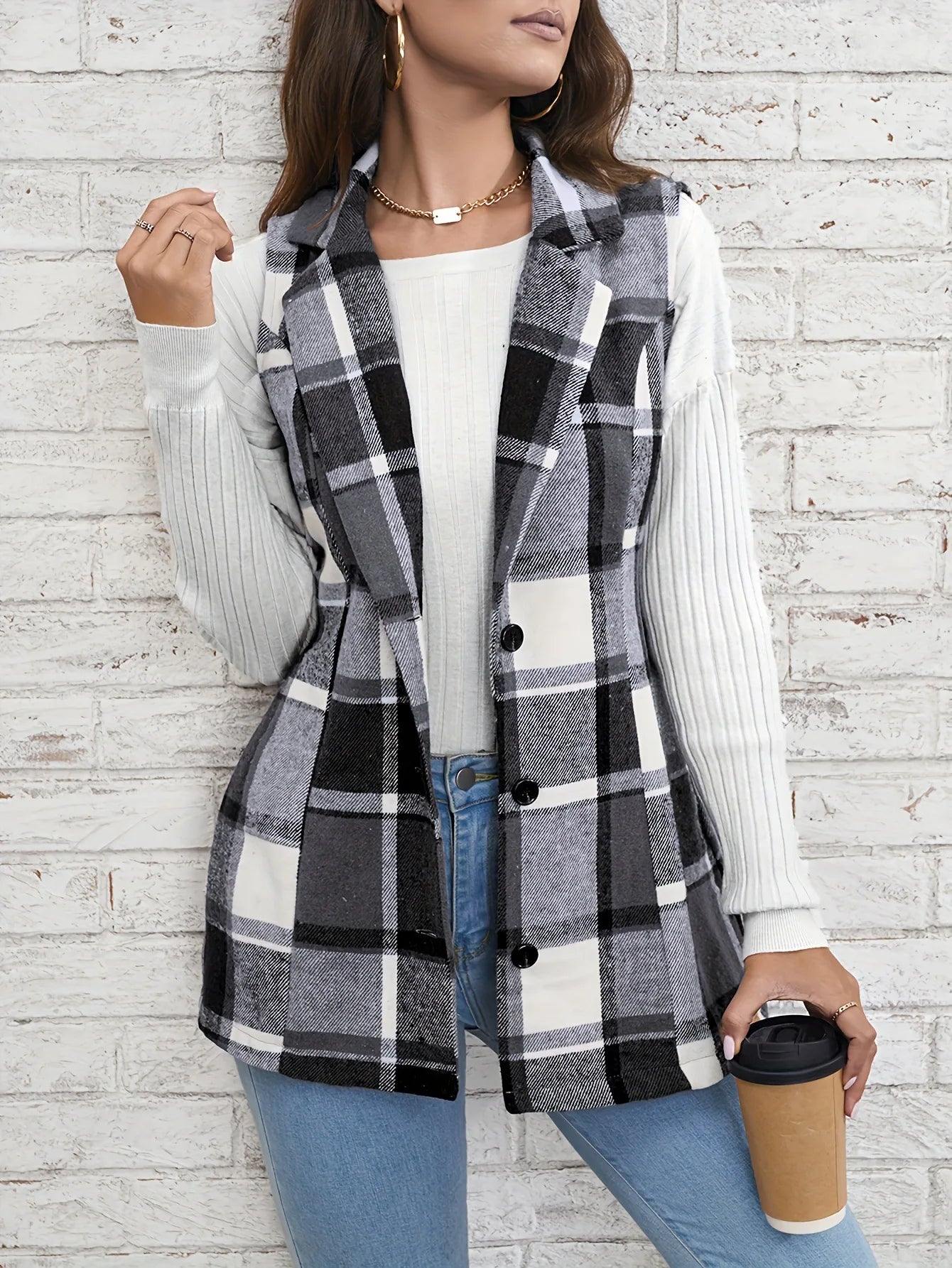 Drunelle Elegant Tailored Check Waistcoat
