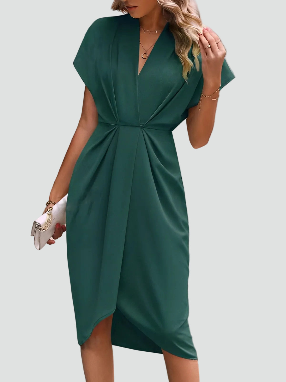 Wrap V-Neck Midi Cocktail Dress